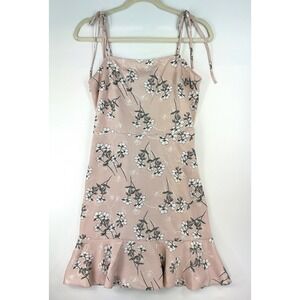 Express Floral Tie Shoulder Mini Dress S Blush Pink Ruffle Coquette Romantic Y2K